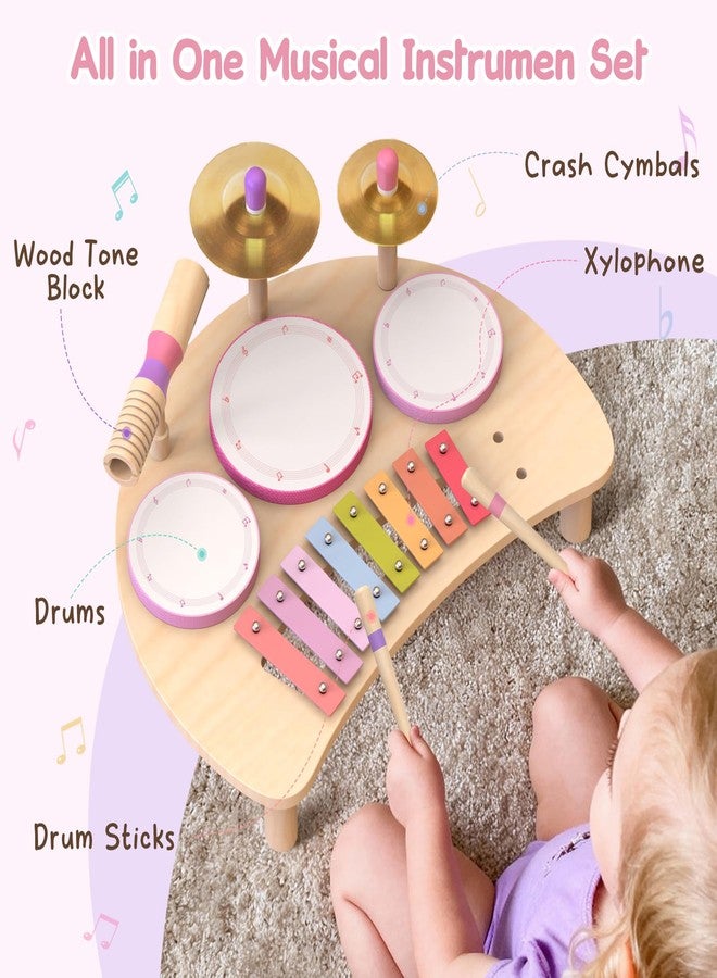 Rmischolar Kids Drum Set Montessori Musical Instruments for Toddlers 1-3, Wooden Baby Drum Kit with Xylophone, Preschool Music Toys for Early Learning, Educational Birthday Gift for Boys Girls 18+ Months - Image 2